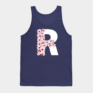 Colorful capital letter R patterned with sakura twig Tank Top